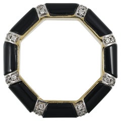 Banda de ónice negro de oro de 18 quilates con diamantes