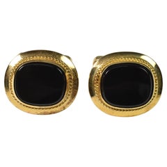 Vintage 18K Gold Black Onyx Cufflinks