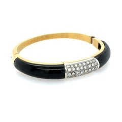 18K Gold Schwarzer Onyx & Diamant-Pavé-Armreif, 1,00ct, europäisch um 1960
