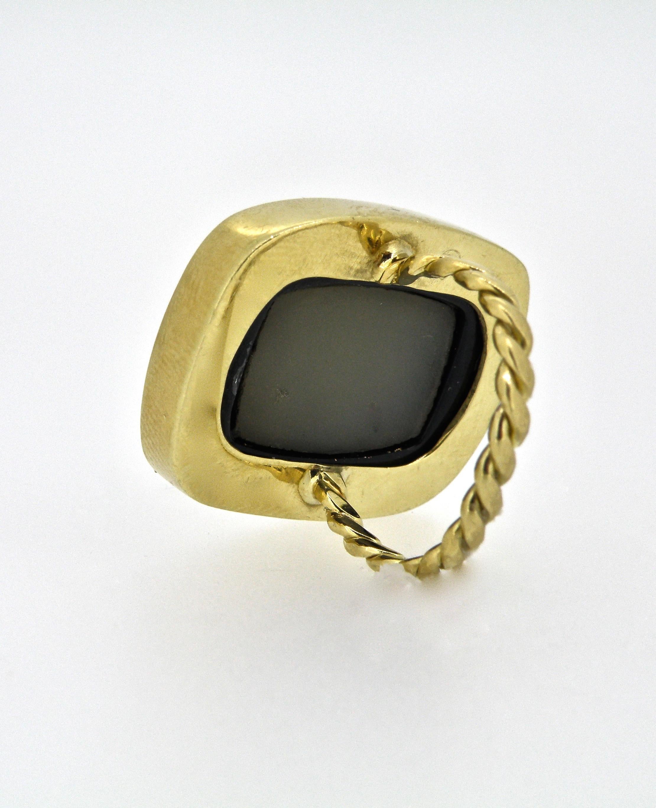 18 Karat Gold Schwarzer Onyx Druzy Ring im Zustand „Neu“ im Angebot in Cohasset, MA