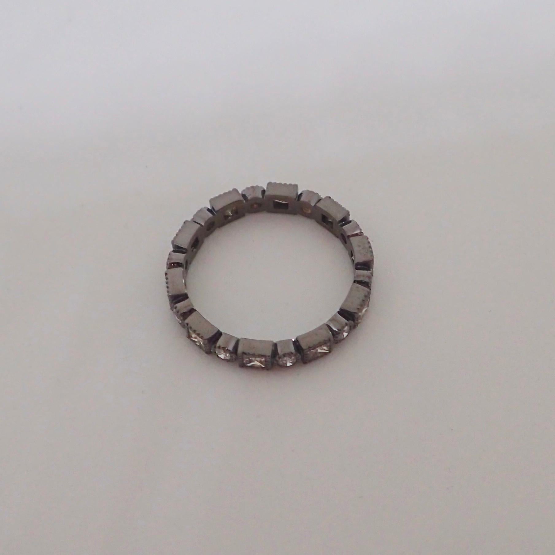 18k Gold, Black Rhodium, Eternity Band is Bezel Set with 1.02 carat of Diamond In New Condition For Sale In Coral Gables, FL