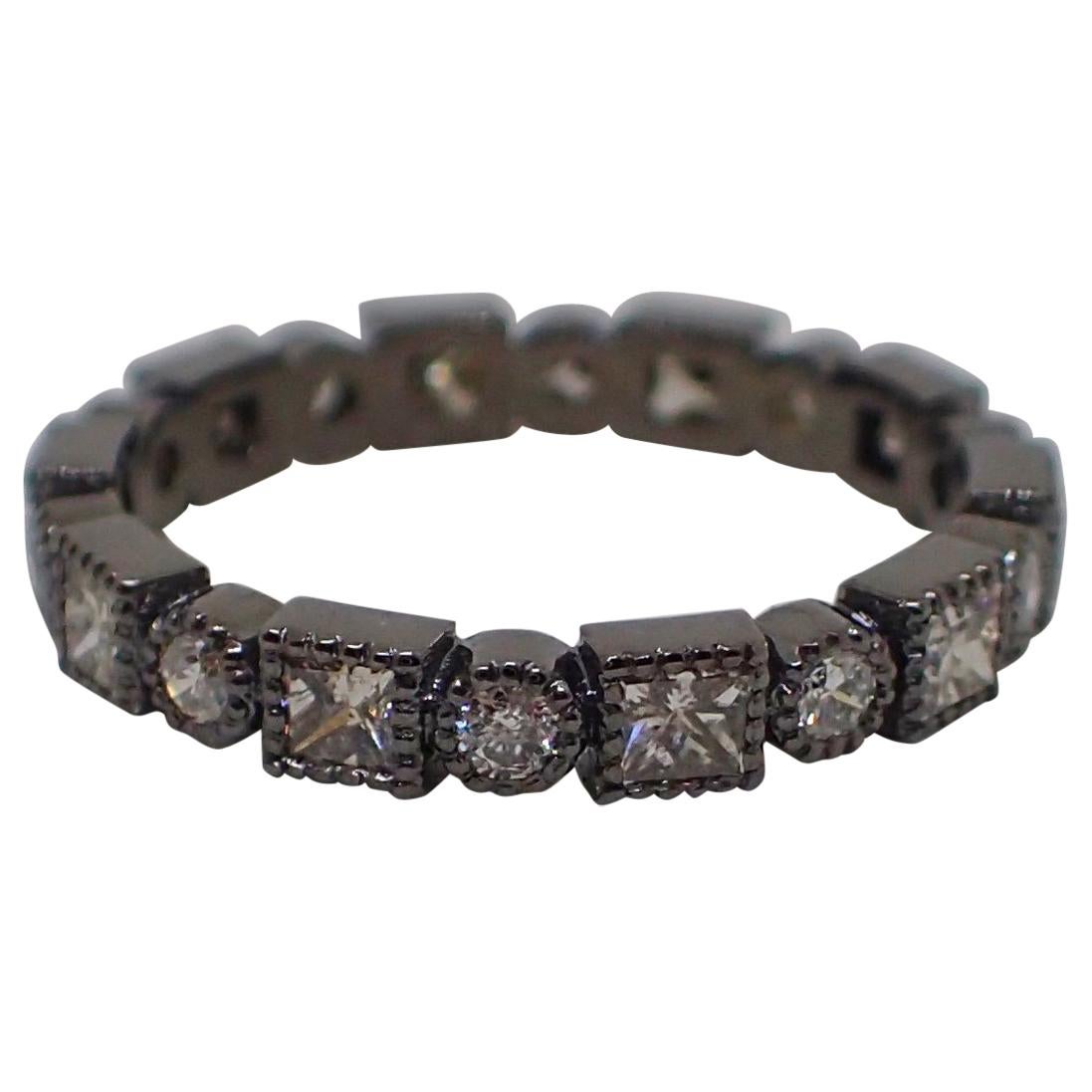 18k Gold, Black Rhodium, Eternity Band is Bezel Set with 1.02 carat of Diamond For Sale