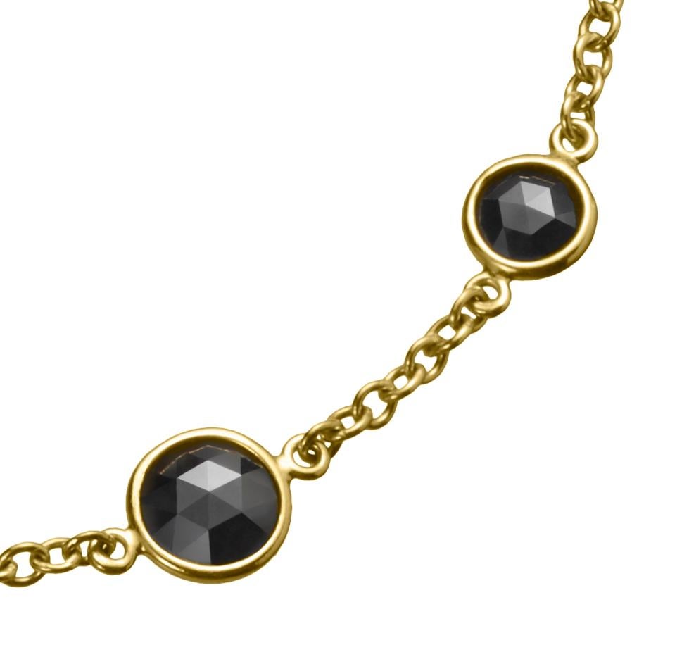 18 Karat Gold Black Rose Cut Diamond Bracelet In New Condition For Sale In New York, NY