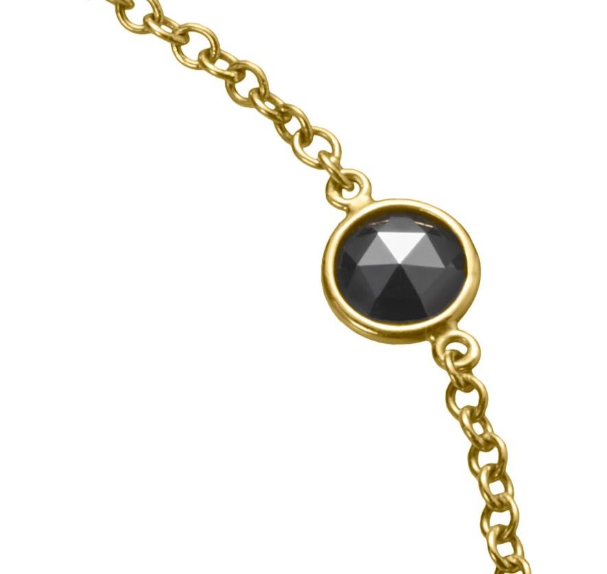 Women's or Men's 18 Karat Gold Black Rose Cut Diamond Bracelet For Sale