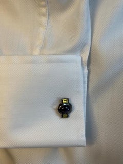 18k Gold Blue and Yellow Sapphire Cufflinks