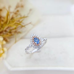 18K Gold Blue Diamond Ring with Diamonds