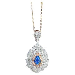 18K Gold 0.32ct Pear-Cut Blue Diamond Necklace with Marquise-Cut & Pink Diamond