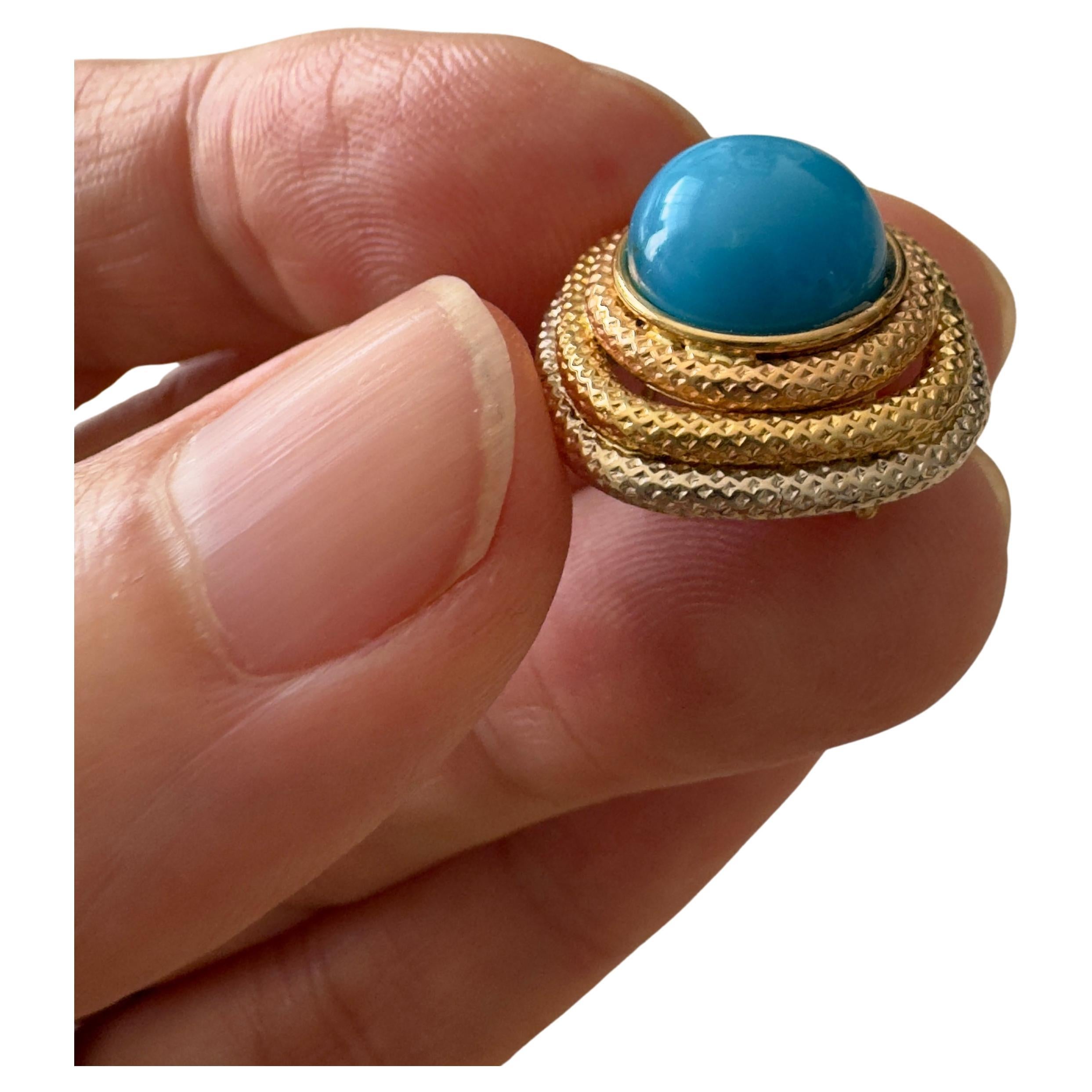 Romano classico Orecchini a clip con smithsonite blu in oro 18K in vendita