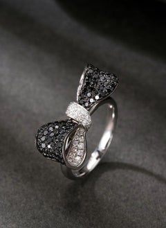 Bague en or 18K en forme de noeud avec diamant noir et diamant