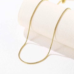 18K Gold Box Chain Necklace 19.5" Fully Adjustable with Sliding Bead R4667