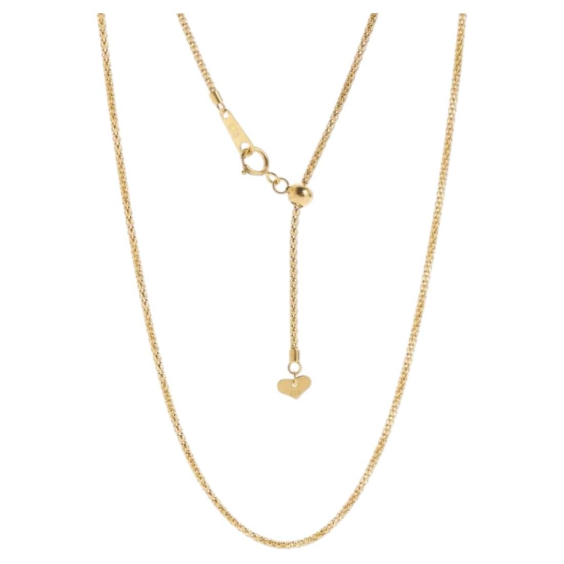 18K Gold Box Chain Necklace 19.5" Fully Adjustable with Sliding Bead R4667 For Sale