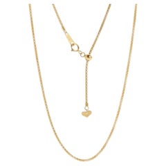 18K Gold Box Chain Necklace 19.5" Fully Adjustable with Sliding Bead R4667