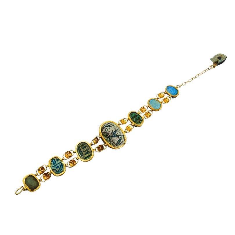 18K Gold Bracelet  Ancient Egyptian Scarabs For Sale 1