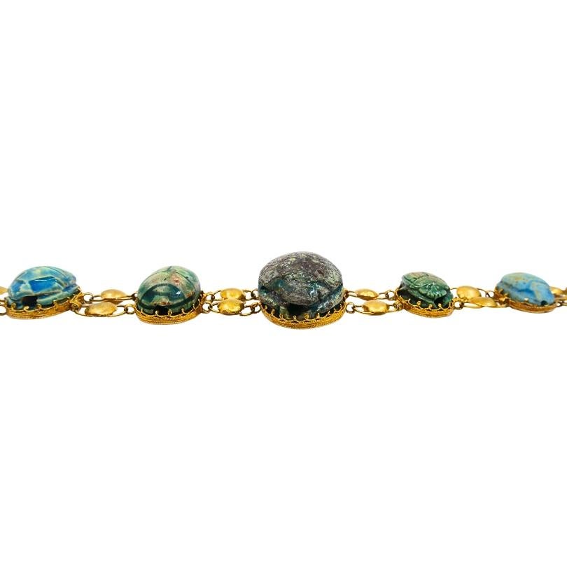 18K Gold Bracelet  Ancient Egyptian Scarabs For Sale 3