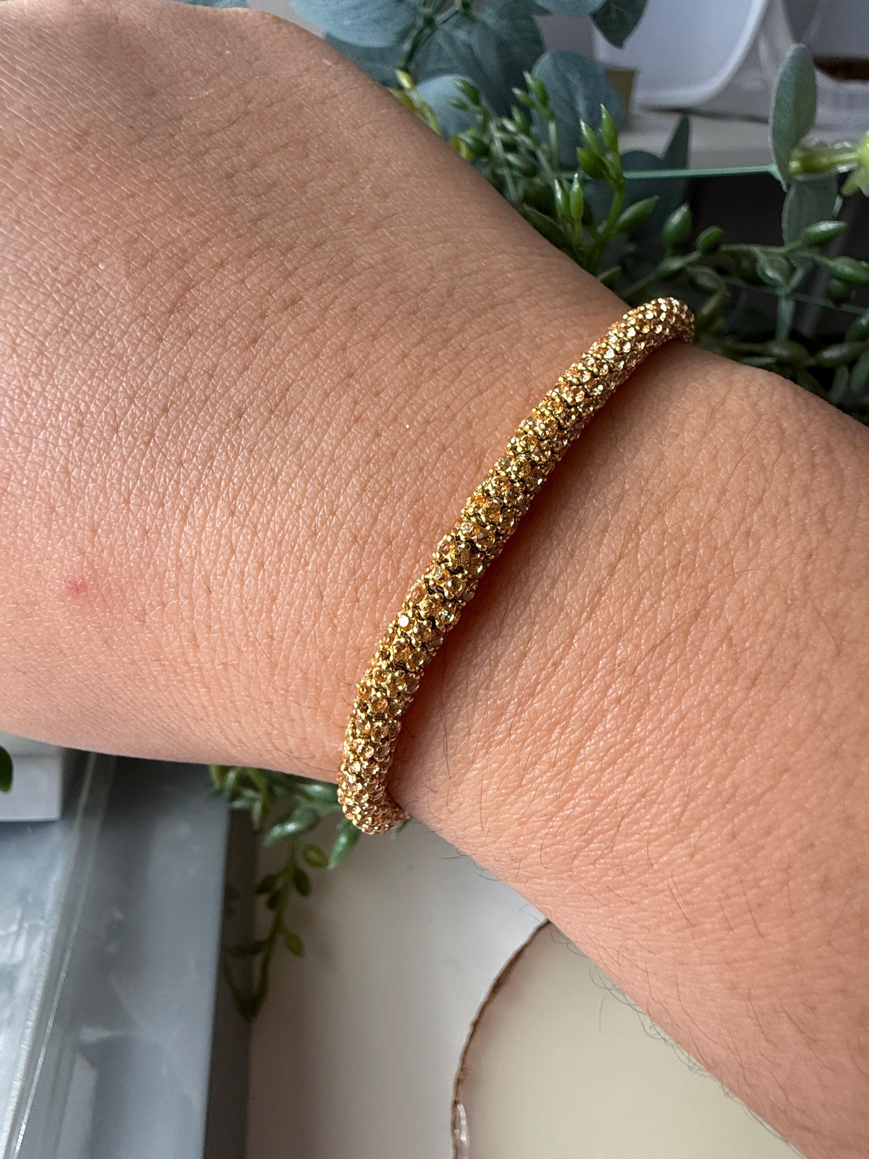 18k Gold Bracelet with Steel and Rubber, with Yellow Topaz by Roberto Demeglio 5