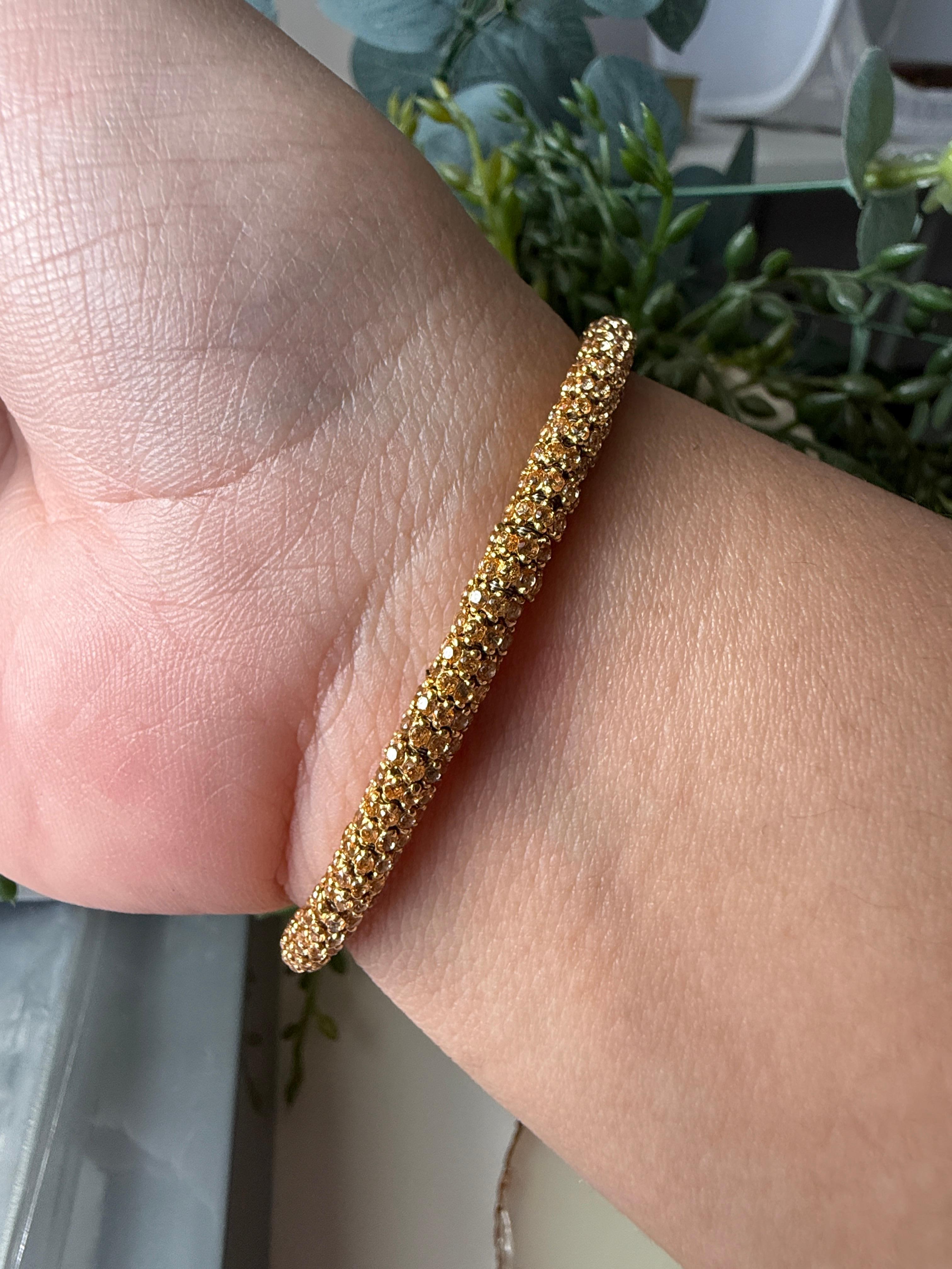 18k Gold Bracelet with Steel and Rubber, with Yellow Topaz by Roberto Demeglio 4