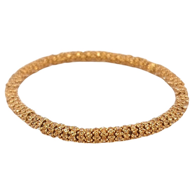 18k Gold Bracelet with Steel and Rubber, with Yellow Topaz by Roberto