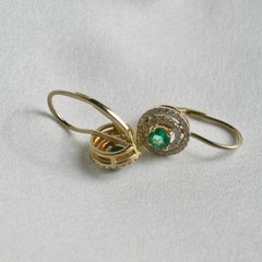 18 Karat Gold, Columbian Emerald and Diamond Earrings