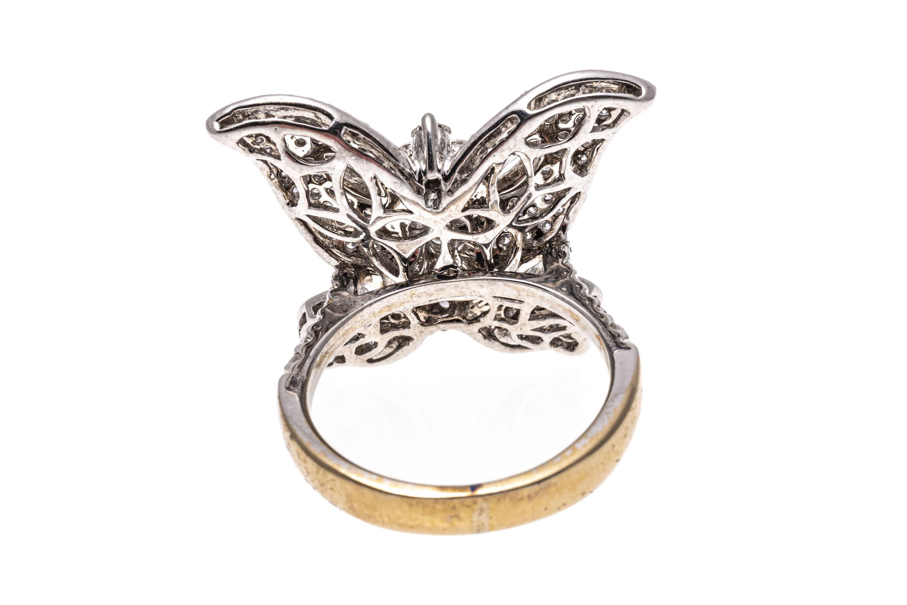 18k Gold Brilliant Diamond Set Butterfly Ring, App. 1.15 TCW For Sale 1
