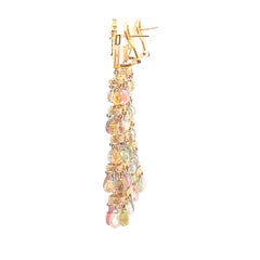 18K Gold Briolette Sapphire & Diamond Chandelier Earrings