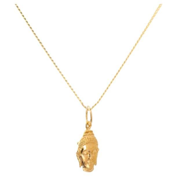 Women's or Men's 18K Gold Buddha Amulet + Citrine Solar Plexus Chakra Pendant Necklace For Sale