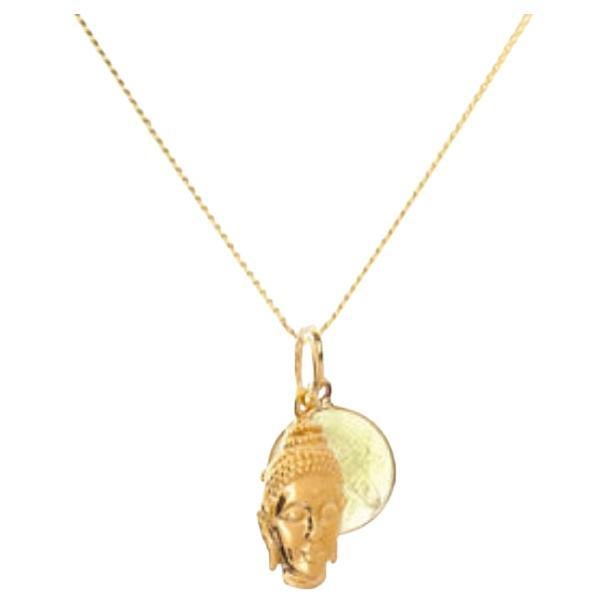 Collier pendentif chakra en or 18 carats, amulettes de Bouddha et citrine
