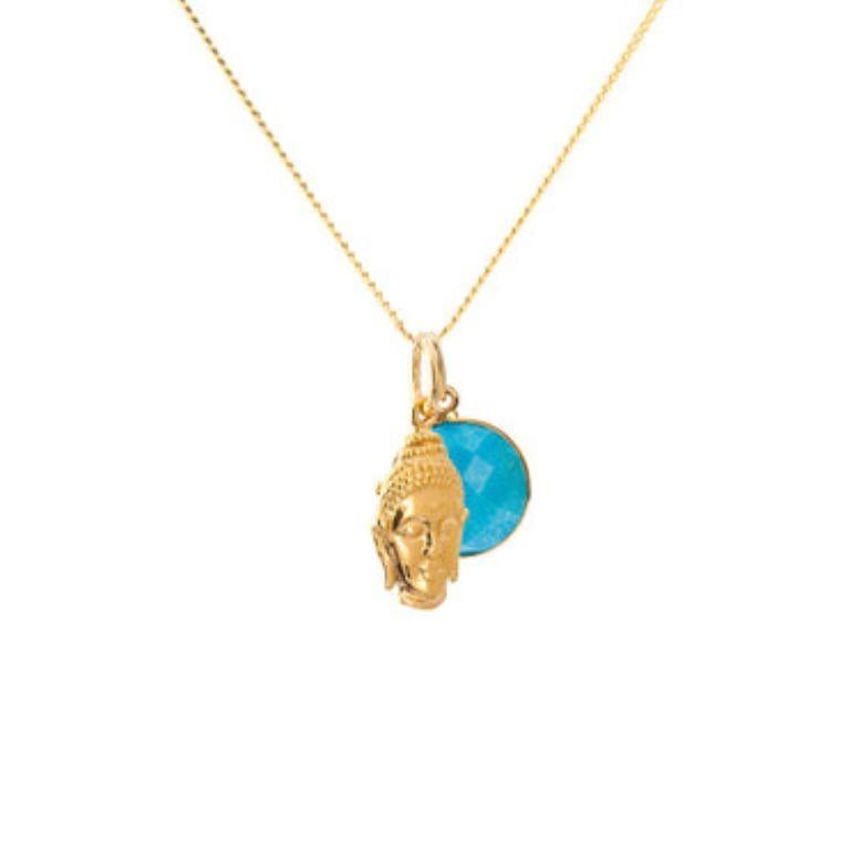Rose Cut 18K Gold Buddha Amulet + Lapis Lazuli Third Eye Chakra Pendant Necklace For Sale
