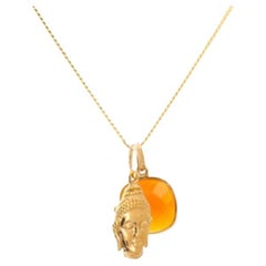 18K Gold Buddha Amulet + Ruby Root Chakra Pendant Necklace by Elizabeth Raine
