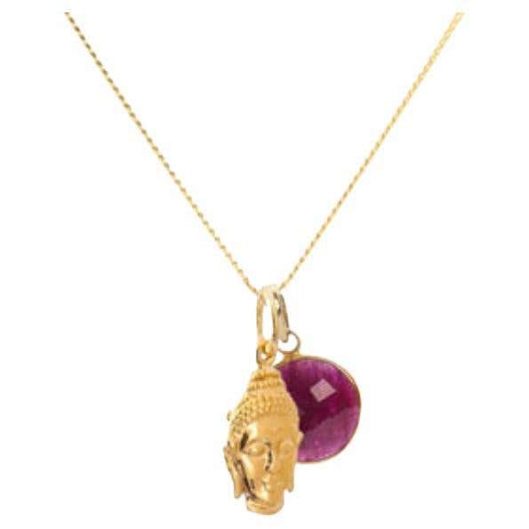 18K Gold Hamsa Amulet + Ruby Root Chakra Pendant Necklace by Elizabeth ...