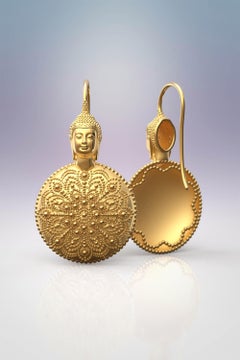 18k Gold Buddha Earrings, Meditation Gift, Spiritual Jewelry Made in Italy