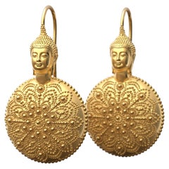 18k Gold Buddha Earrings, Meditation Gift, Spiritual Jewelry Made in Italy