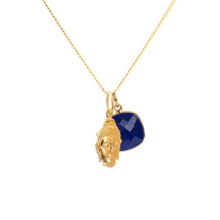 Contemporary 18K Gold Buddha Head Amulet Pendant Necklace by Elizabeth Raine For Sale