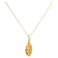 18 Karat Gold Buddha-Kopf-Amulet-Anhänger-Halskette von Elizabeth Raine