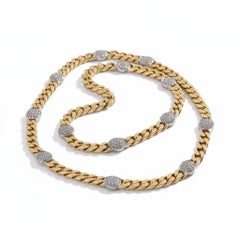 18K Gold Bulgari Diamond Long Chain Necklace