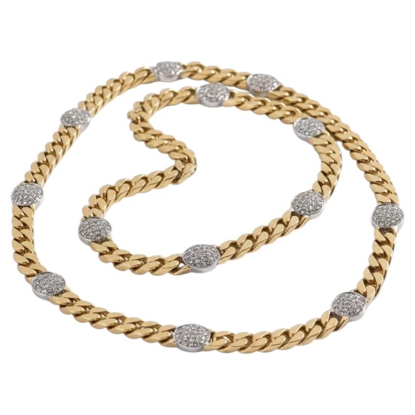 Collier à longue chaîne en or 18K et diamants Bulgari en vente