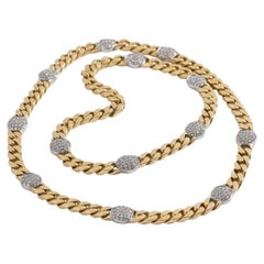 18K Gold Bulgari Diamond Long Chain Necklace