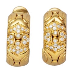 18K Gold Bulgari Earrings with Diamond