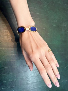 18K Gold Bulgari Lapis Lazuli Plaque Bracelet