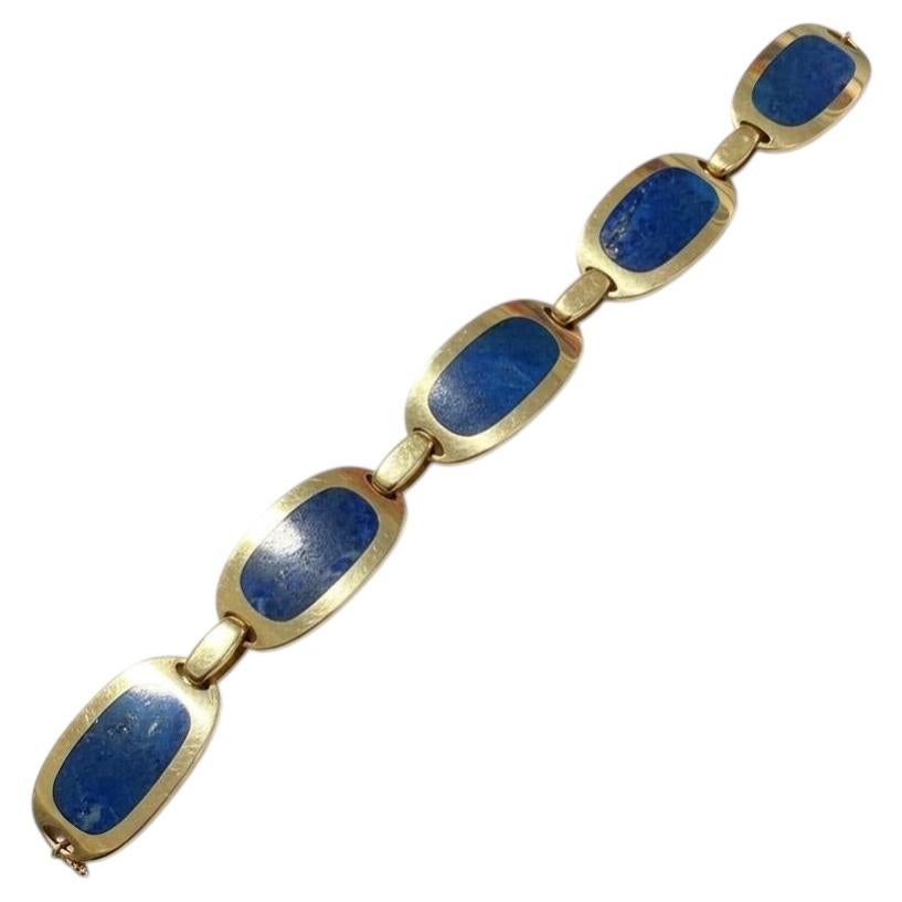 18K Gold Bulgari Lapis Lazuli Plaque Bracelet