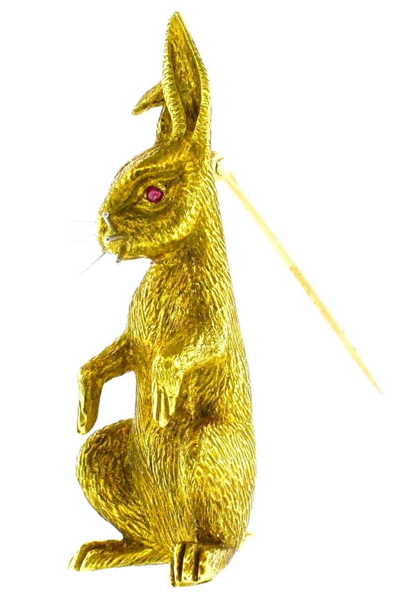 18 Karat Gold Bunny Rabbit brooch, circa 1960 at 1stDibs