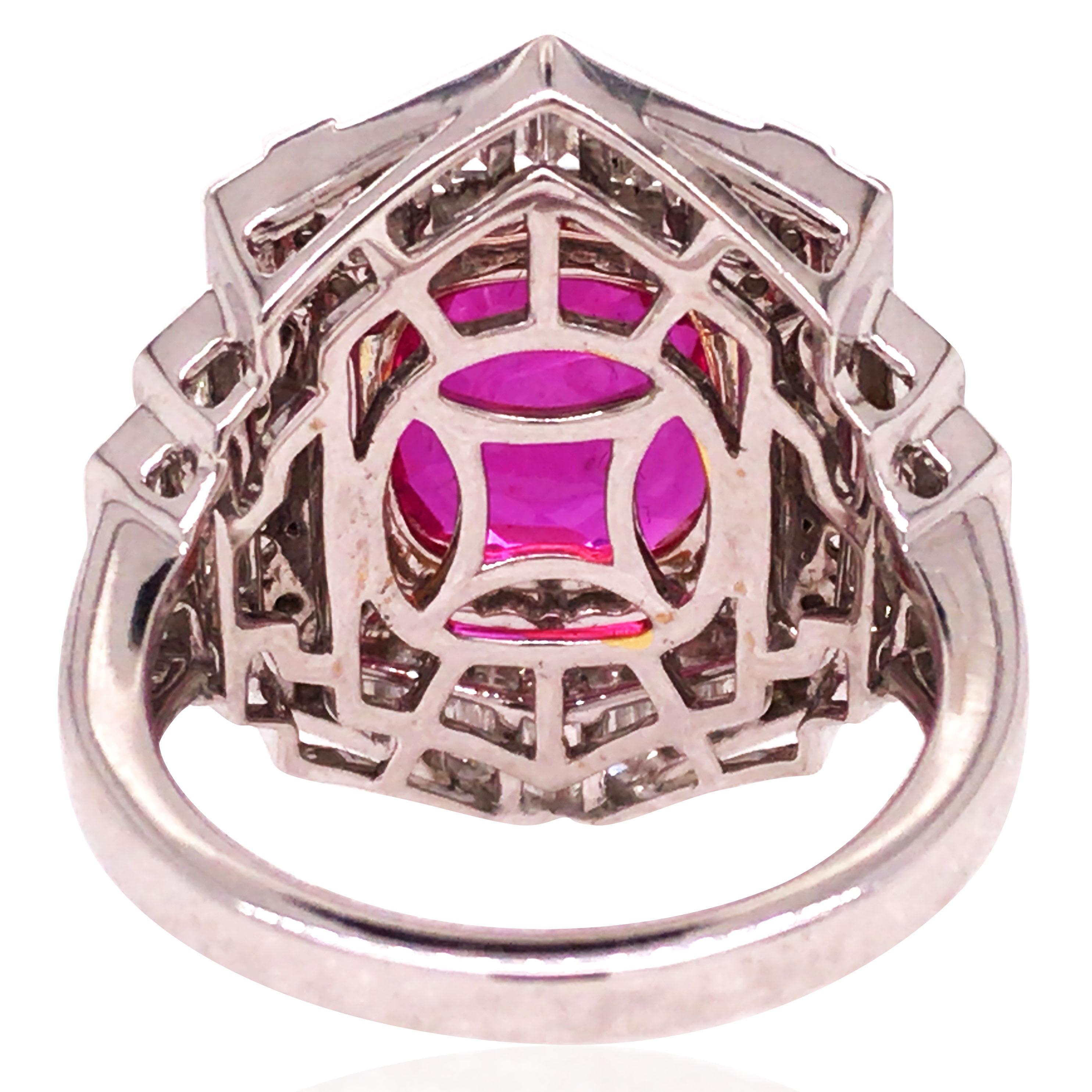 18K Gold Burma no-heat Ruby Diamond Ring, AGL In Good Condition In New York, NY