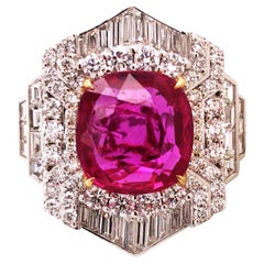 18K Gold Burma no-heat Ruby Diamond Ring, AGL