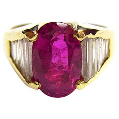 18K Gold Burma Ruby Diamond Ring SZ 5.5 AGL Certified