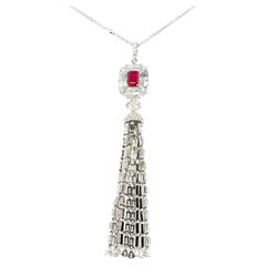 18k Gold birmanischen Rubin cts 0,62 und Diamant cts 3,63 Quaste Halskette