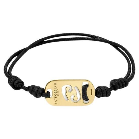 18K Gold Cancer Bracelet with Black Cord For Sale