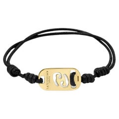 18K Gold Cancer Bracelet with Black Cord