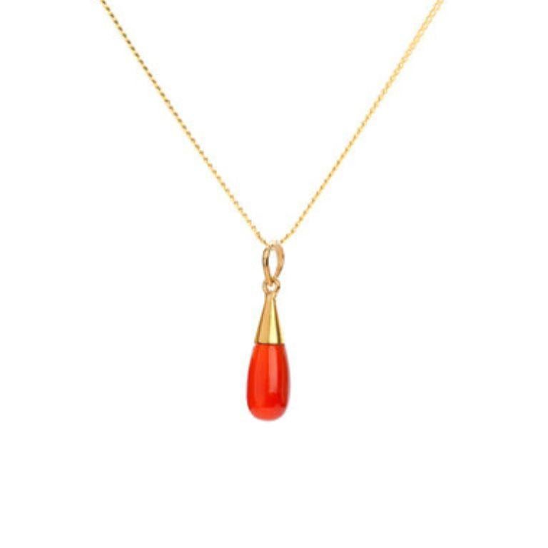 Contemporary 18K Gold Carnelian Sacral Chakra Droplet Necklace and Earring Set For Sale