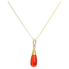 18K Gold Carnelian Sacral Chakra Droplet Pendant Necklace by Elizabeth Raine