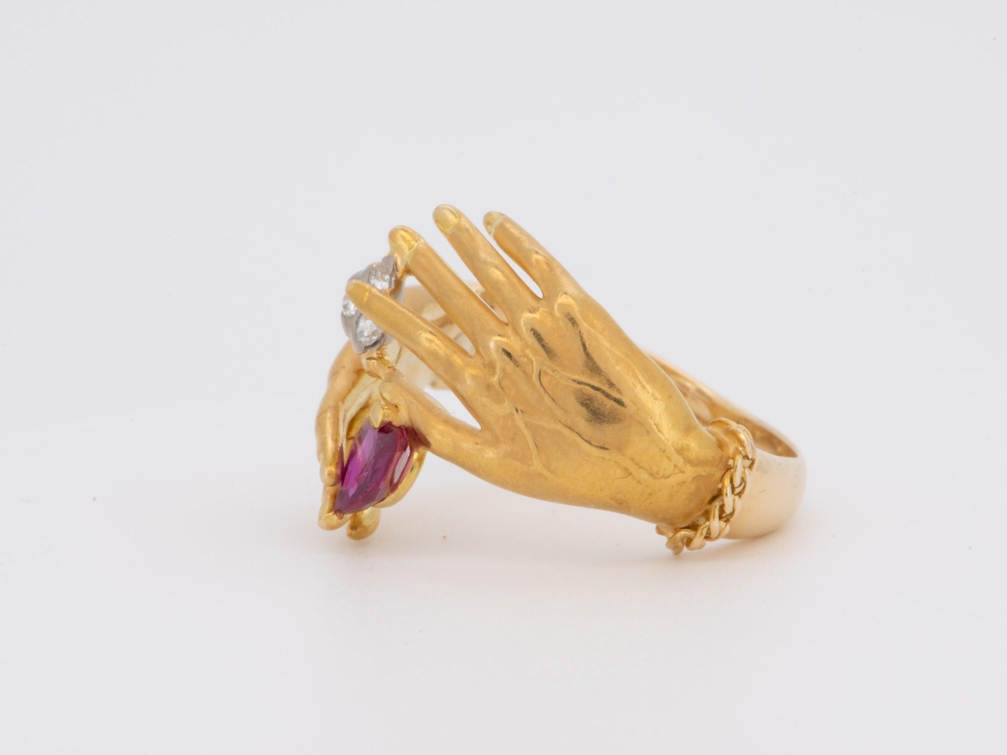 18K Gold Carrera y Carrera Damen- und Herrenhandring mit Rubin Diamant Saphir im Zustand „Gut“ im Angebot in Osprey, FL