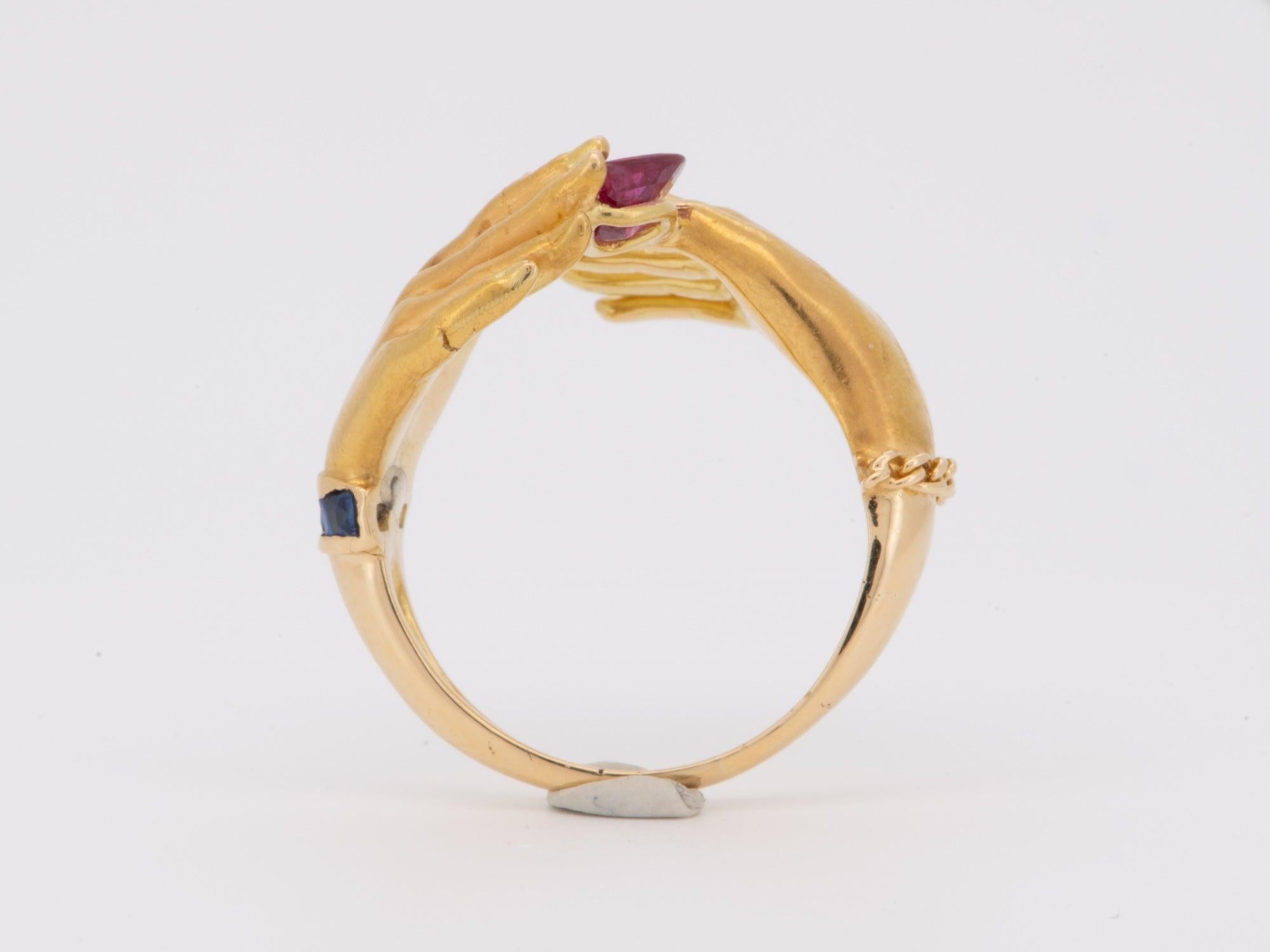 18K Gold Carrera y Carrera Damen- und Herrenhandring mit Rubin Diamant Saphir für Damen oder Herren im Angebot